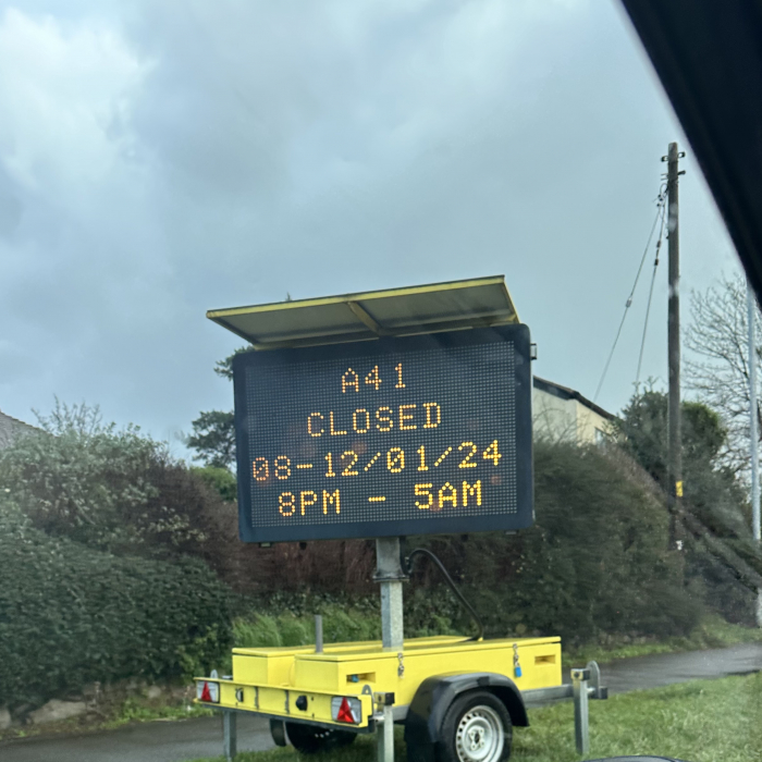 A41 Overnight Road Closure Tattenhall Business Alliance