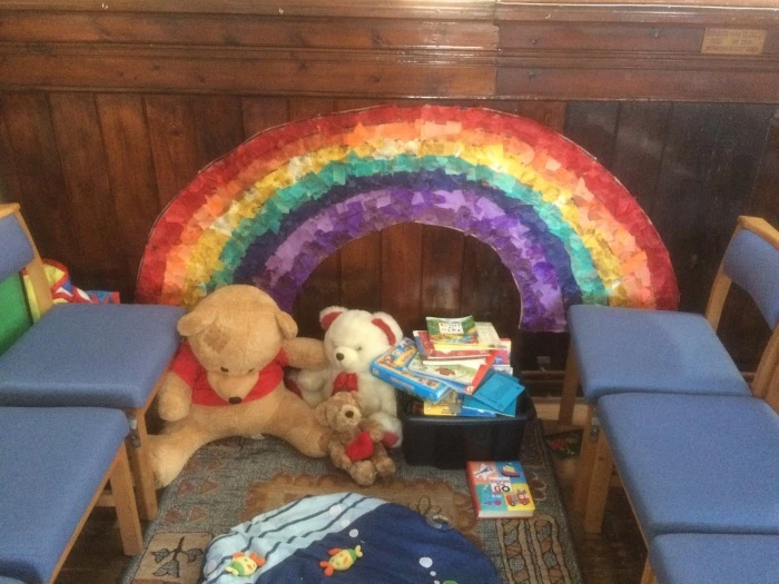 kids corner with rainbow