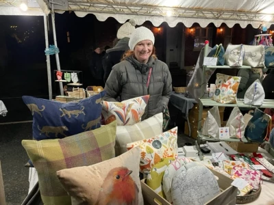 lady cuthbert from the white sewing cottage tarvin christmas market 2022