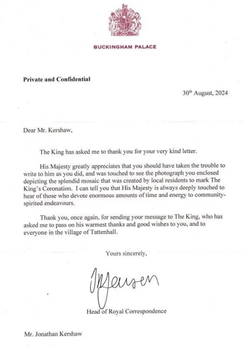 letter from buckingham palace