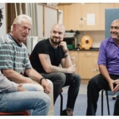 men chatting