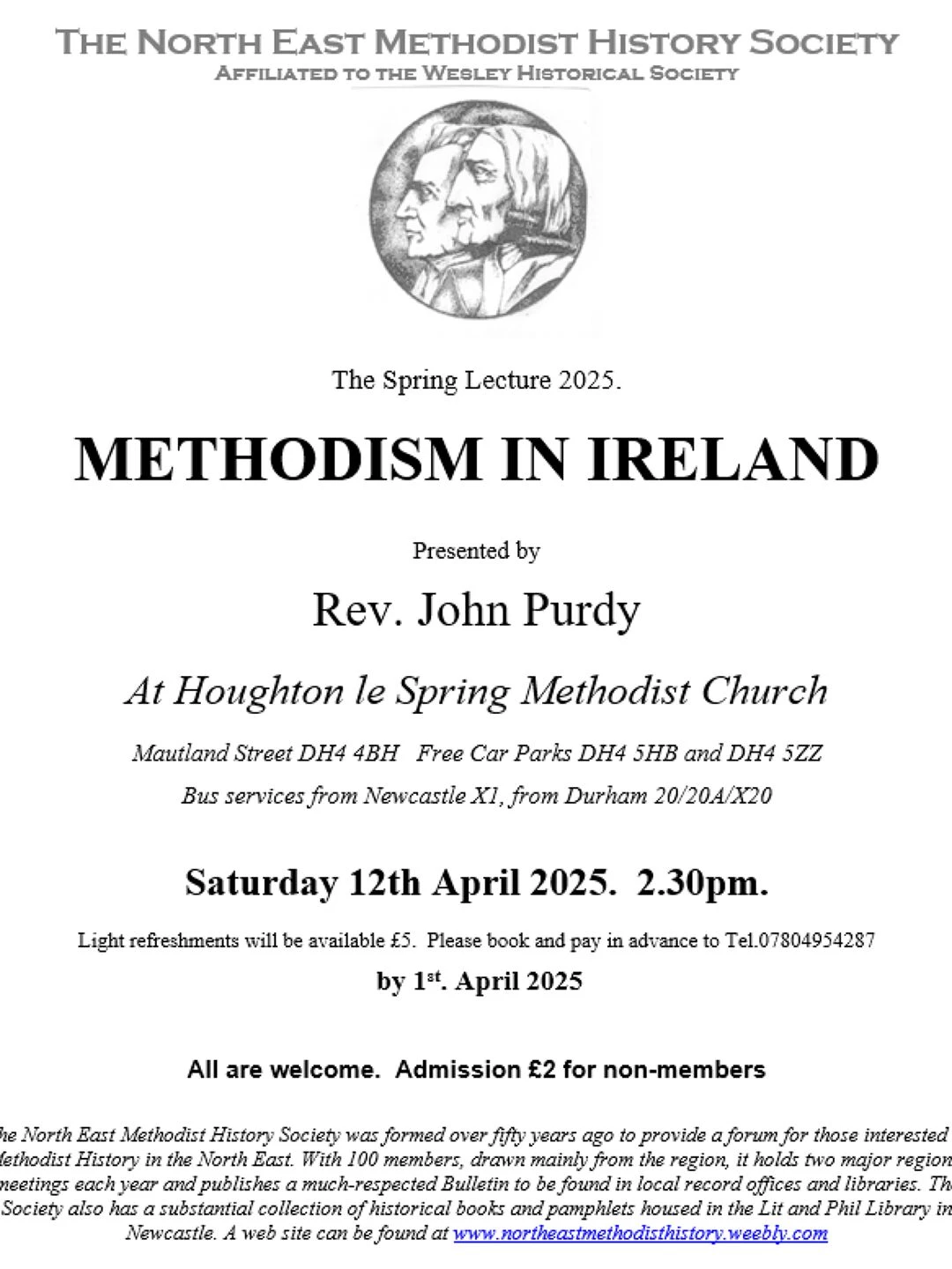 north east methodist history society spring lectur