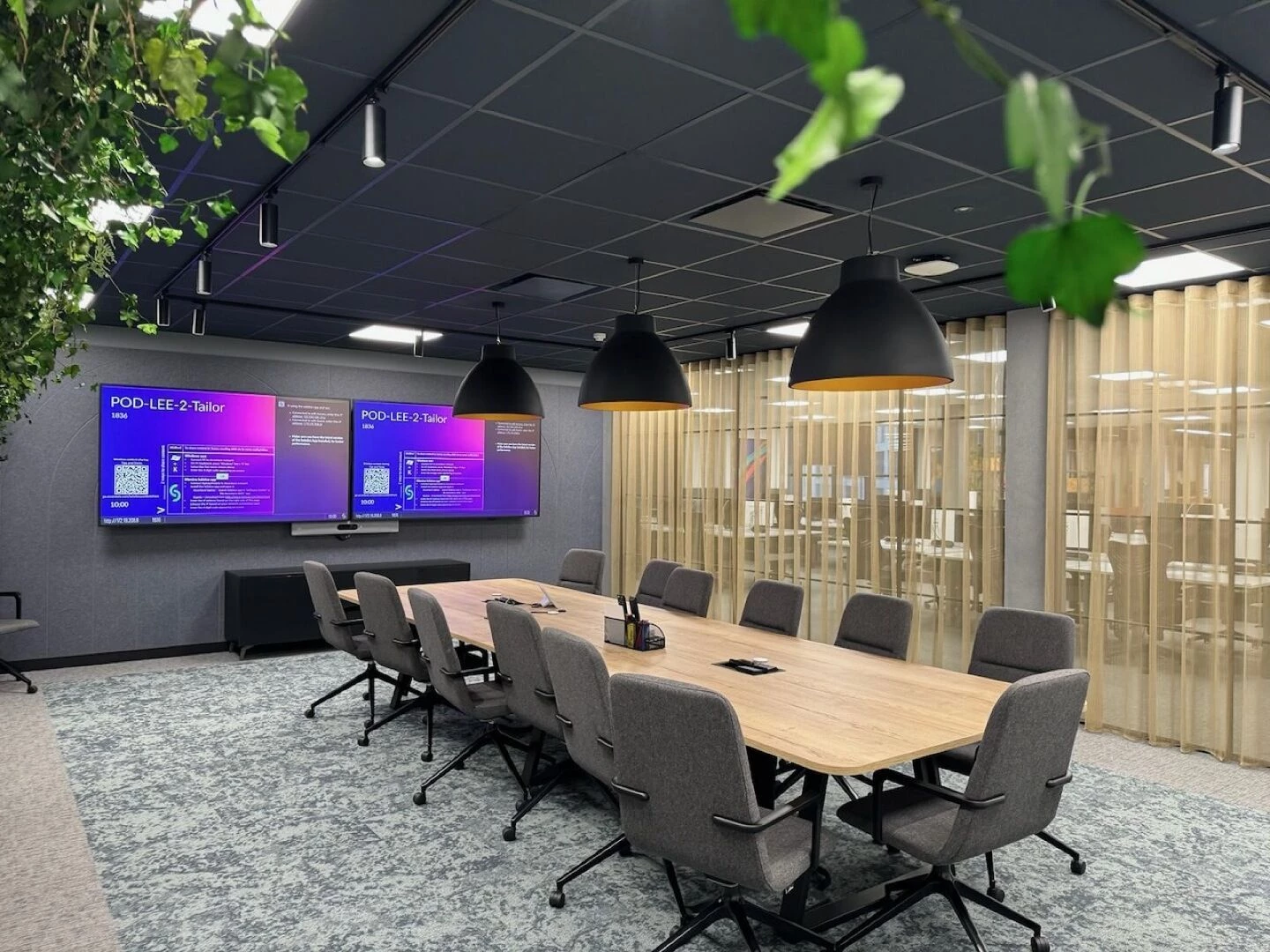 office meeting space with plants