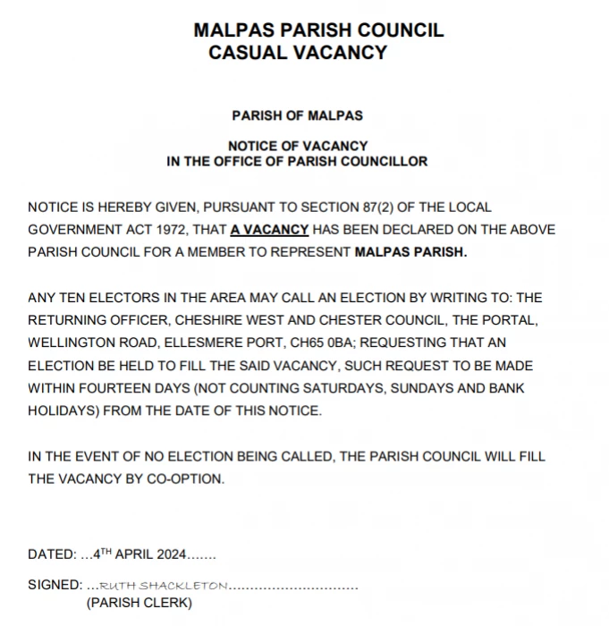 parish council vacancy
