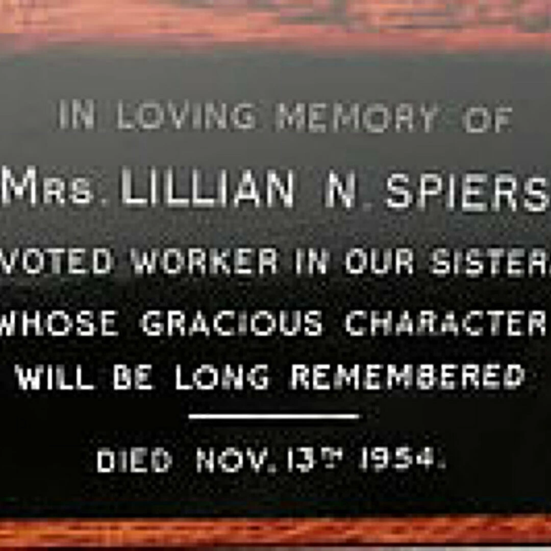plaque in memory of lillian sp