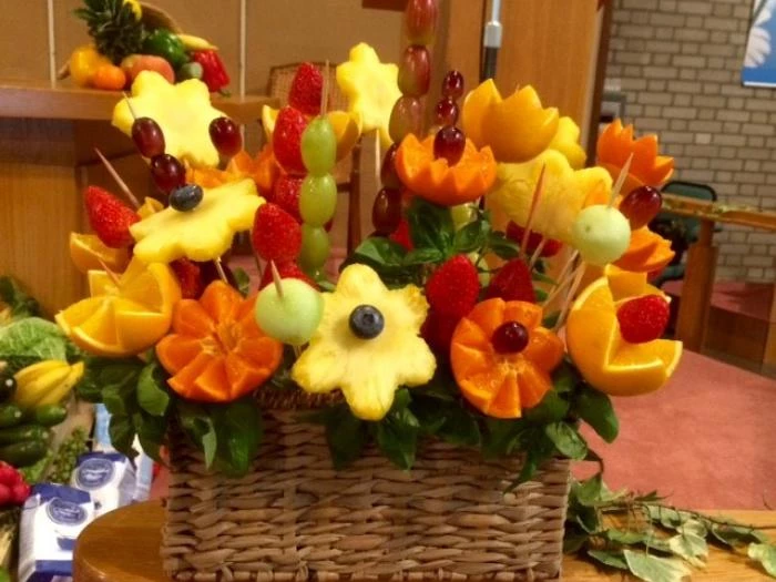 pulis flower arrangement made from fruit