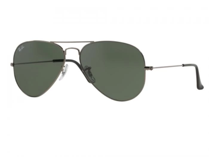 rayban aviator in gunmetal with crystal green lenses rb3025 w0879