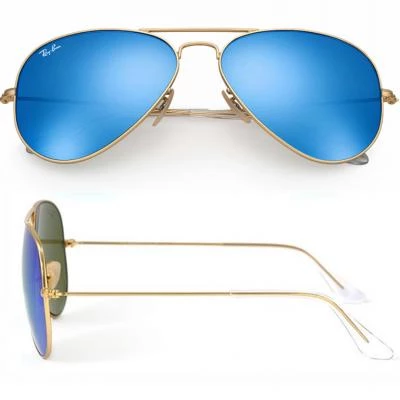 Ray Ban Aviator RB3025 Sunglasses Gold with Blue Mirror Flash Lenses