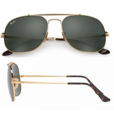 Ray Ban RB3561 The General Sunglasses in Gold with Green Lenses