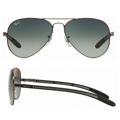 rb830702971shot2 rayban aviator carbon fibre matte gunmetal  grey gradient azure