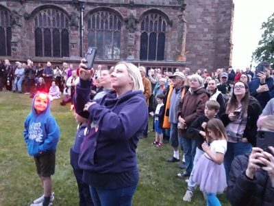 residents watching the beacon lighting