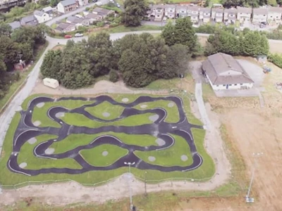 rhayader pump track drone view