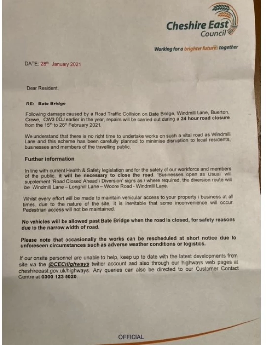 road closure windmill lane
