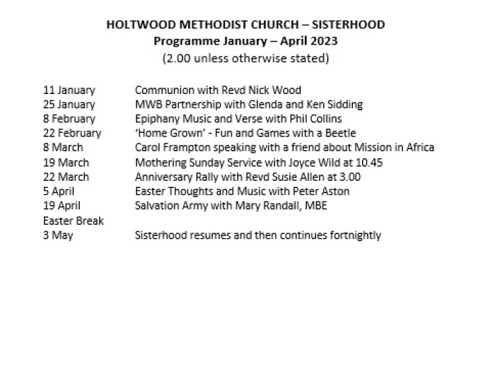 sisterhood  updated programme