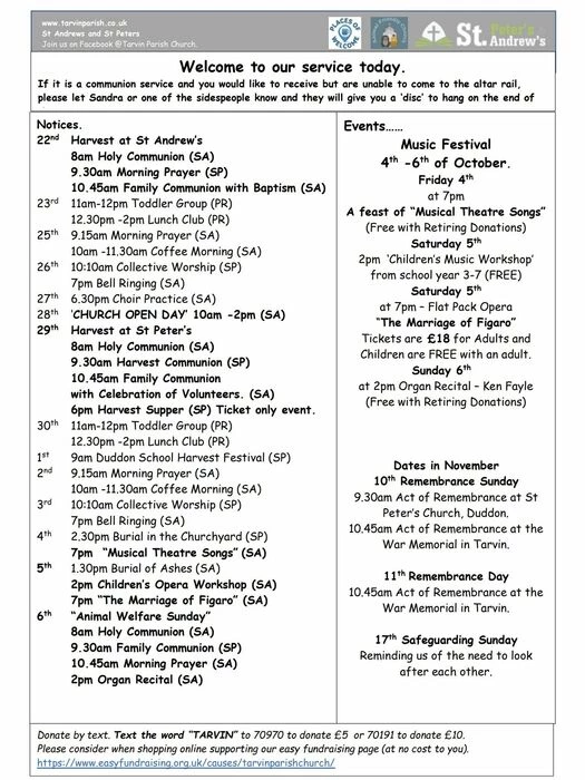 st andrews notices 22nd september 2024