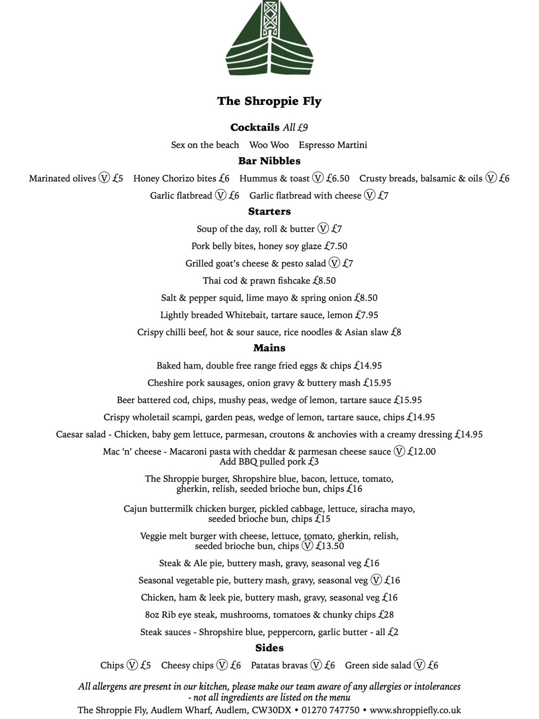 the shroppie fly menu  page 1