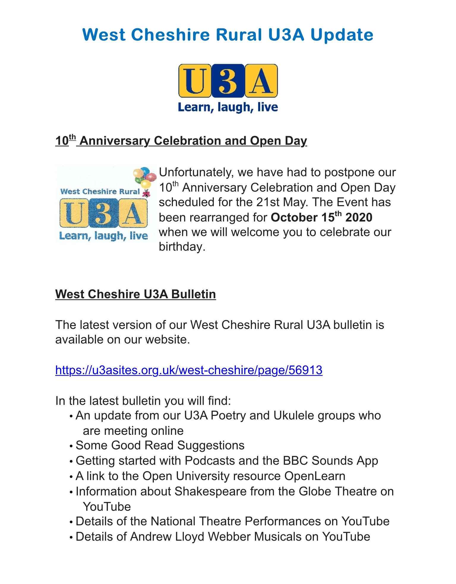 u3a newsletter