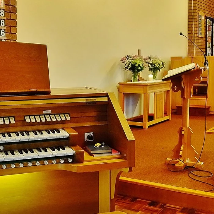 view of the organ console