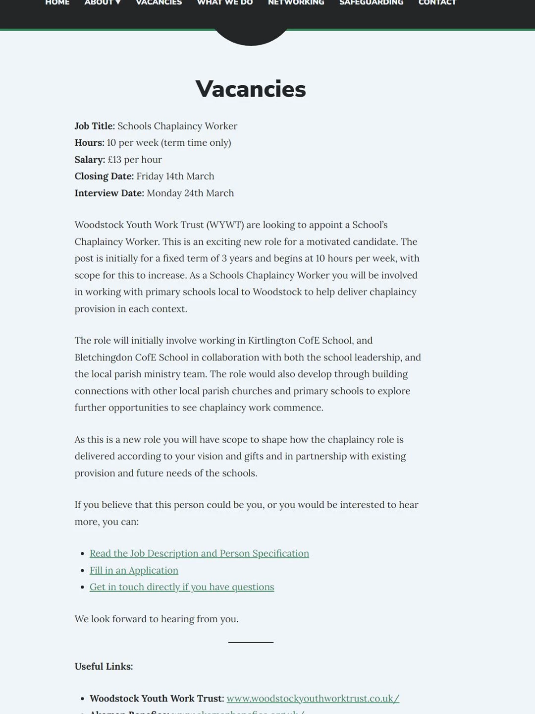 woodstock vacancy
