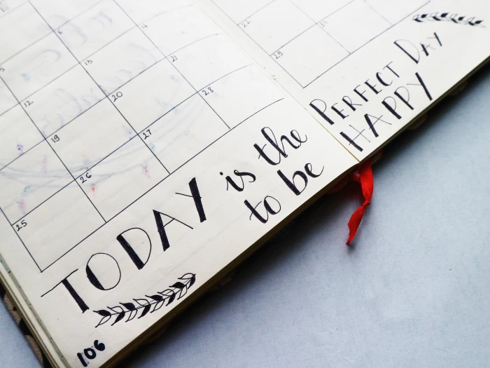 writings in a planner